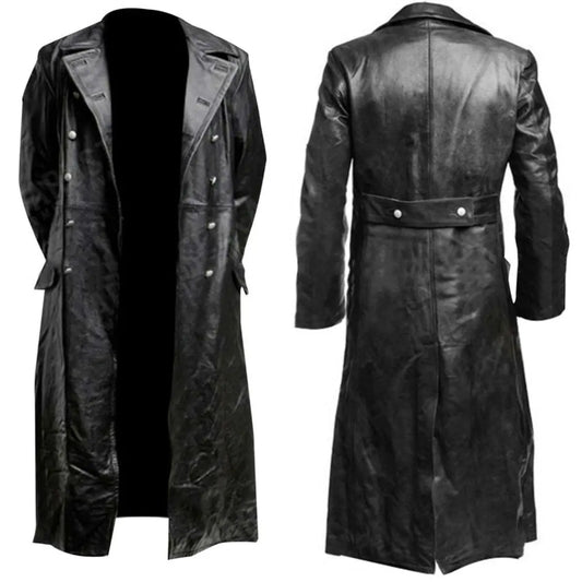 BLACK LEATHER TRENCH COAT